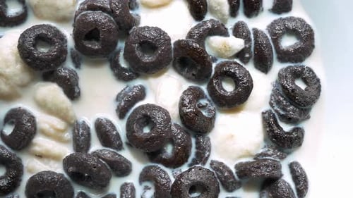 Bowl of Cereal with Milk Close Up