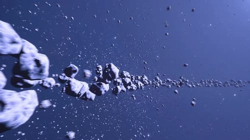 Asteroids Drift Through A Cosmic Field In Space