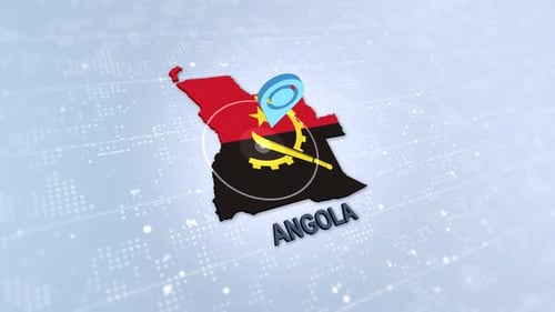 Angola Map with Flag and Location Pin Animation