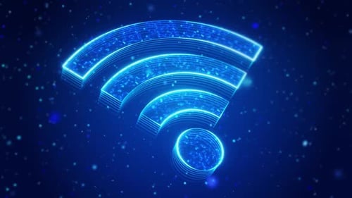 Glowing Blue Wi-Fi Symbol Abstract Digital Technology Animation