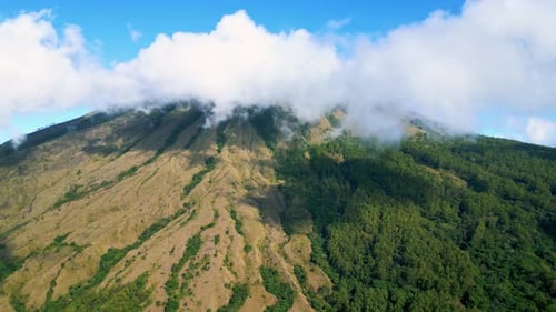 Beautiful Nature Mountain with Clouds Tropical Forest Aerial View