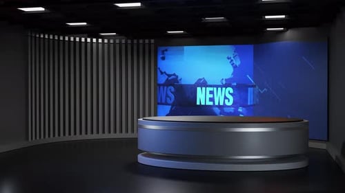 3D Virtual News Studio Background Loop