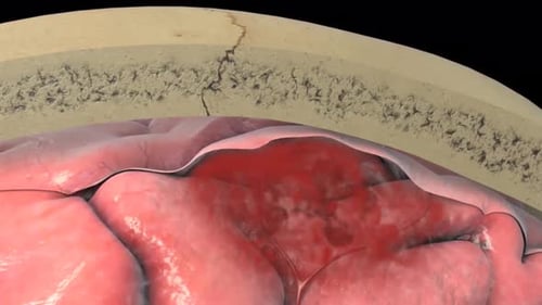 3D Animation of Human Brain with Hemorrhage and Skull Fracture