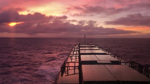4K (24fps) Beautiful Sunrise from view deck of a ship in the middle of Pacific Ocean.