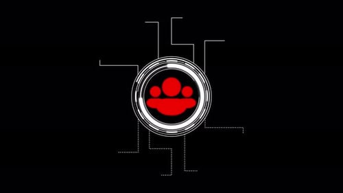 A hand interacts with a holographic user profile display in a contemporary office environment,