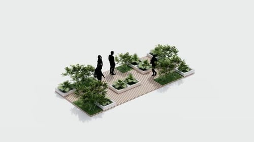 Modern Urban Garden Concept with People