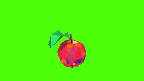 Low Poly Geometric Apple Splits Animation with Colorful Shards