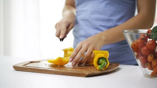 Healthy Eating, Vegetarian Food, Cooking, Dieting and People Concept - Close Up