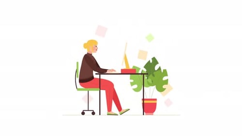 Young Female Programmer Working Background 4K