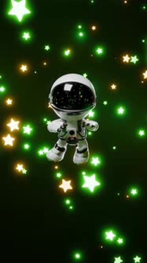 Vídeo satisfactorio de animación en bucle de dibujos animados de astronautas