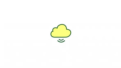 Animated Cloud Icon Sending Wireless Signal Downwards