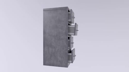 Animated 3D Filing Cabinet with Opening Drawers and Rotation