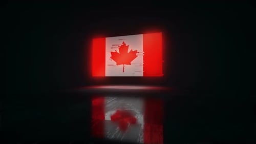 Canada flag waving glitch noise
