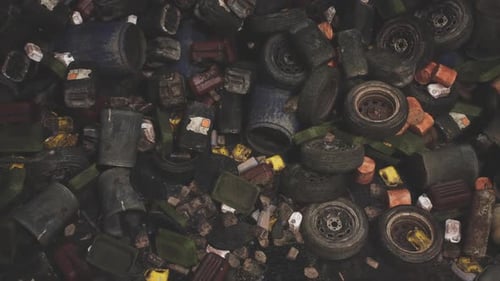 Environmental Pollution: Grunge Industrial Waste Piled Up