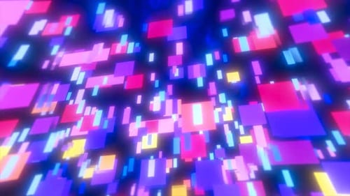 Colored energy squares and rectangles particles magic glowing hi-tech futuristic abstract background