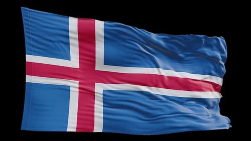 Realistic Waving Flag of Iceland