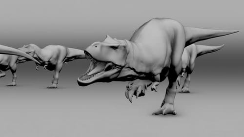 Animated 3D Tyrannosaurus Rex Dinosaurs Walking Loop