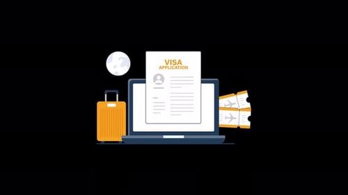 Visa Application Process Animation on Laptop