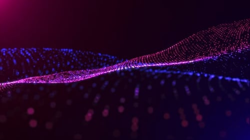 Ondas de partículas dinámicas digitales abstractas con luz, movimiento, luces, fondo, flujo de datos