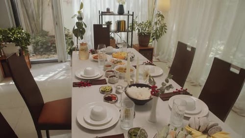 Elegant Dining Table Set for a Meal at Home