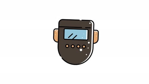 Workshop essential a black and brown welding helmet icon animation design