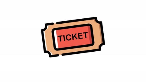 Wobbling Flat Design Ticket Icon Animation