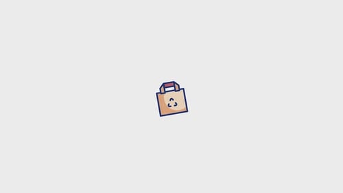 Minimalist Animated Recycling Paper Bag Icon