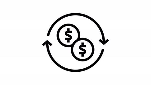 animación de iconos de línea de economía circular