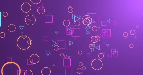 Animated Abstract Neon Geometric Shapes Looping Background