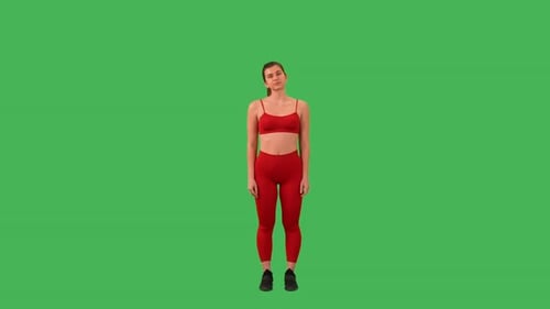 Green Screen Sporty Lady Stretch Muscles