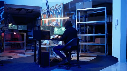 Hacker Leaving Secret Underground Base with SSD in Briefcase