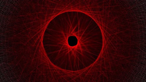 red color abstract tunnel wave particle network plexus background