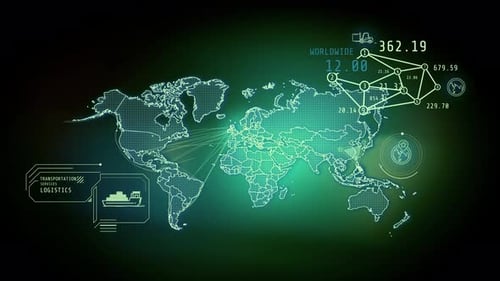 Futuristic Global Logistics Map Interface