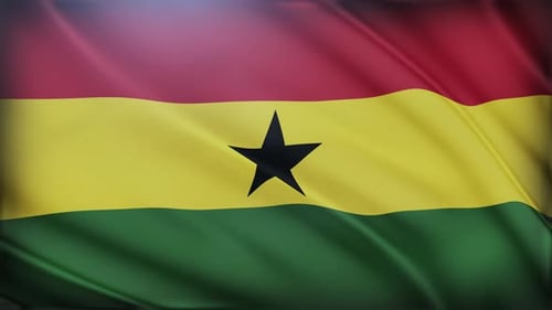 Ghana Flag Waving Loop Animated Background