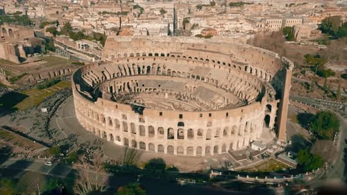 Aerial View of the Colosseum in Rome, Italy