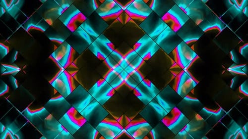 Vibrant Neon Geometric Grid Kaleidoscope Loop Background