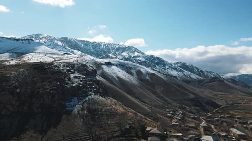 Aerial Drone Scenery of Grorious Mountain Travel Destination Landscape Fantastic Snow Covered