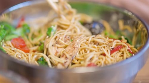Close Up of Chicken Noodle Stir Fry