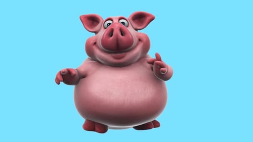 Fun 3D cartoon pig dancing (with alpha channel)