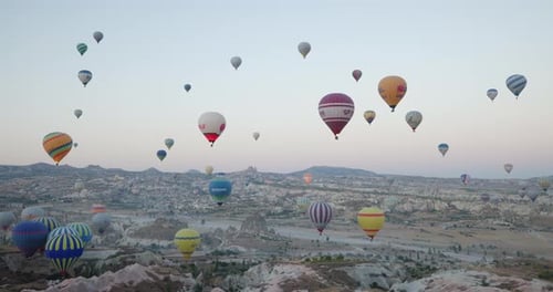 A Breathtaking Scene of Colourful Hot Air Balloons Floating Above Cappadocia, Turkey
