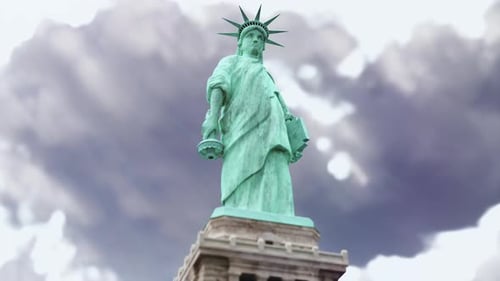 Sad and Depressed Statue of Liberty with with a Lowered Torch