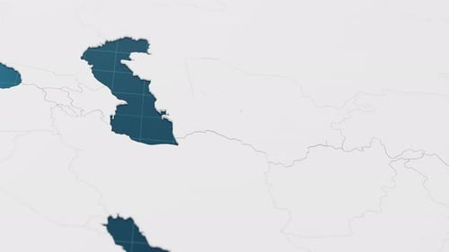 Blue Turkmenistan 3d Map with Pointer Pin Surrounded with Other Countries in White Political Map