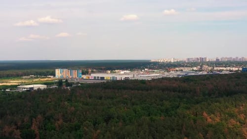 Panoramic View of City Scape with Many Trees