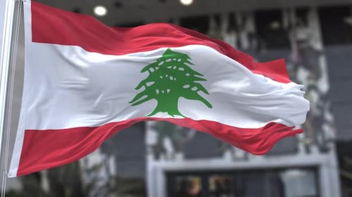 Waving Flag of Lebanon Animation with Realistic Cloth Physics