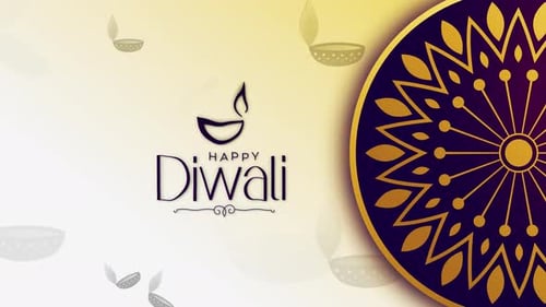 Happy Diwali Greeting Animation with Mandala and Diya