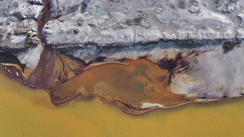 Aerial view of a former coal mine turned lakeside resort in Lusatia, Germany.