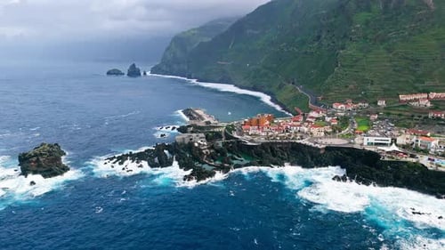 Natural lava pools for swimming in Porto Moniz in Madeira island