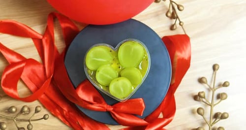 Heart Shaped Grape Dessert with Red Balloon