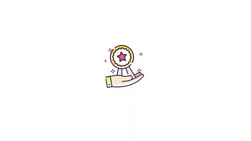 Animated Hand Holding Star Award Medal