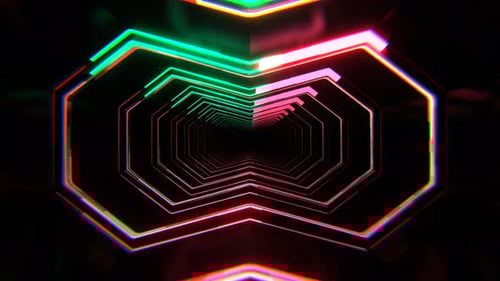 Turquoise And Light Pink Beautiful Neon Abstract Infinity Tunnel Background Vj Loop I 4K